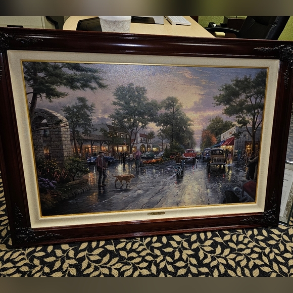 STUNNING THOMAS KINKADE CARMEL SUNSET on the ocean painting - Picture 1 of 16